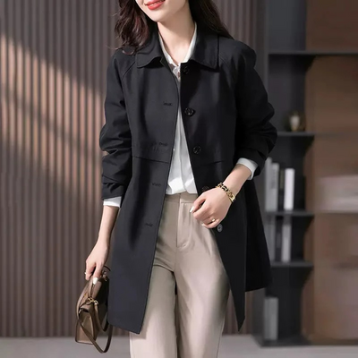 Sarah | Women’s Casual Button Front Long Trench Coat