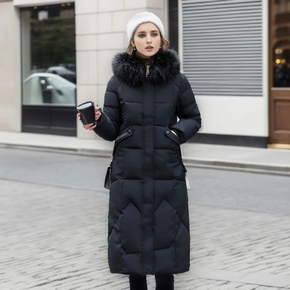 Hannah | Women’s Winter Quilted Coat with Hood Trim