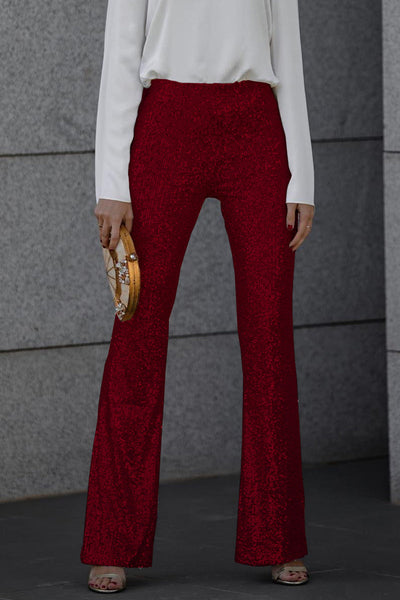 Madison | Women Partywear Flared Sequin Trousers