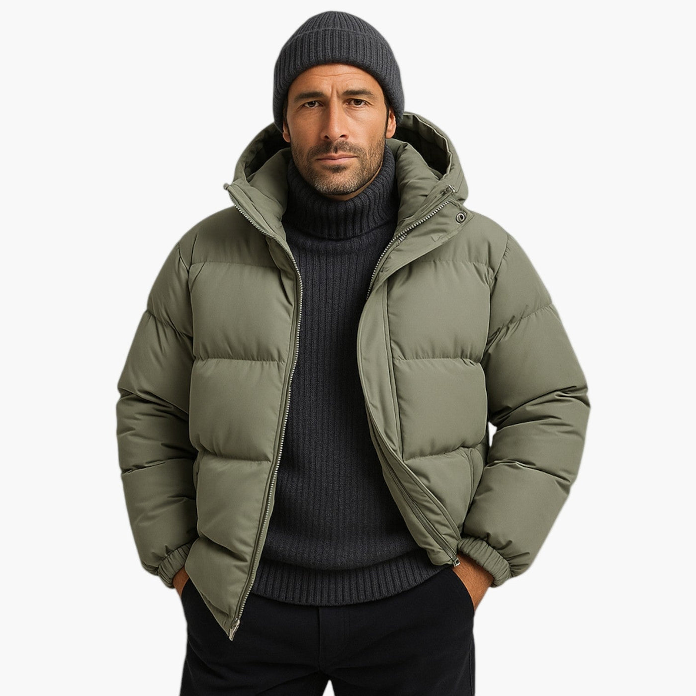 Cory | Men’s Quilted Winter Zip-Up Hooded Jacket