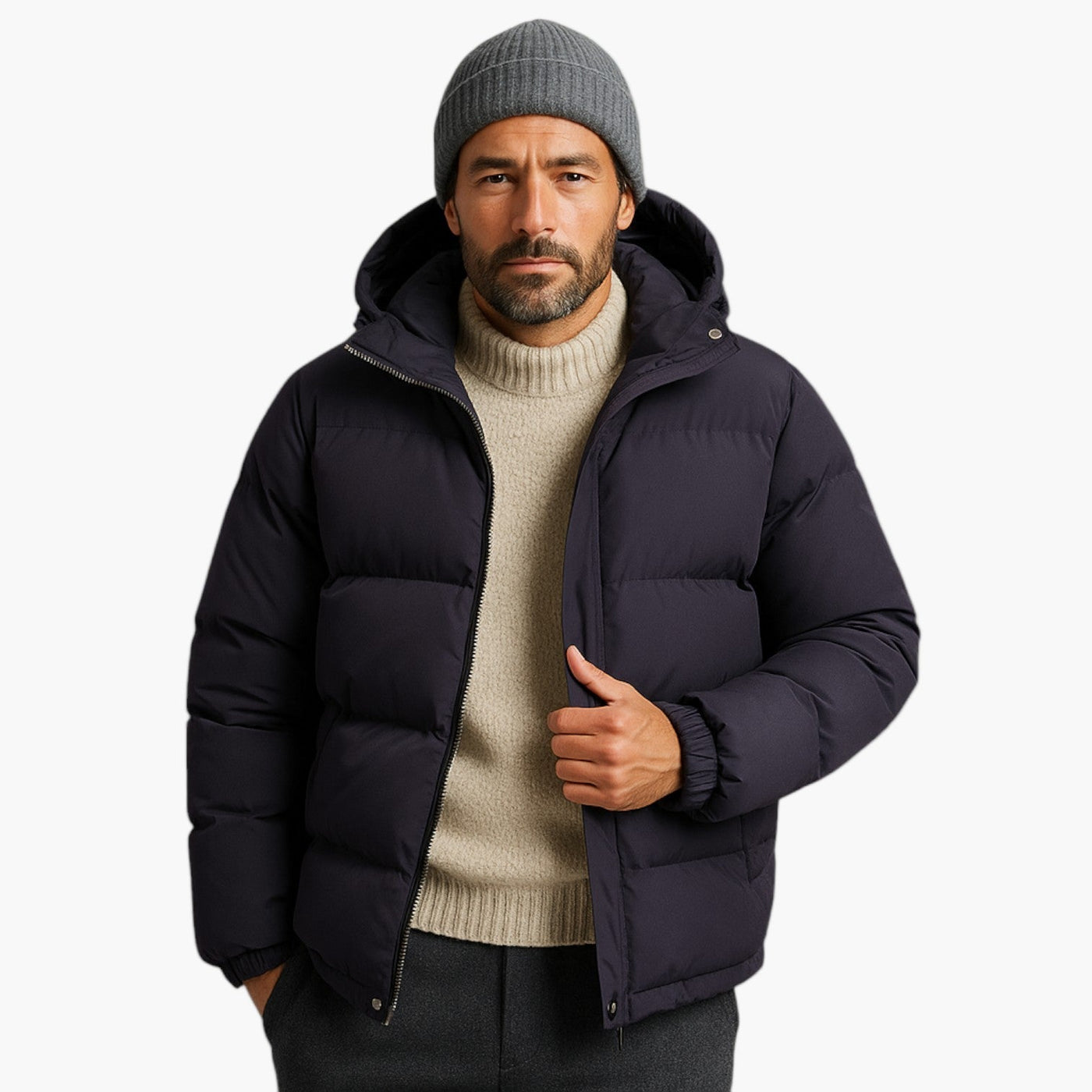 Cory | Men’s Quilted Winter Zip-Up Hooded Jacket