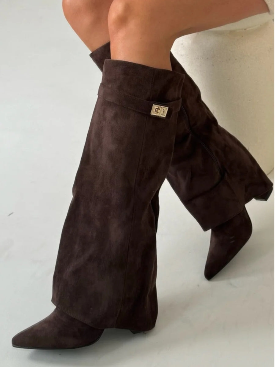 Daisy | Women's Winter Zip-Up Slouchy High Heel Boots