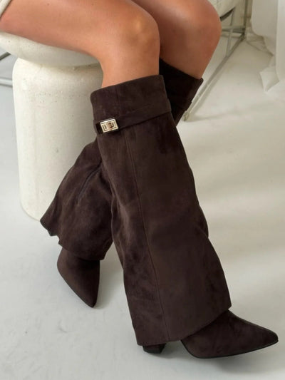 Daisy | Women's Winter Zip-Up Slouchy High Heel Boots