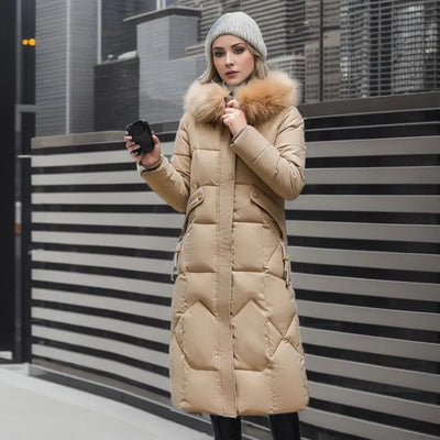 Hannah | Women’s Winter Quilted Coat with Hood Trim