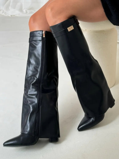 Daisy | Women's Winter Zip-Up Slouchy High Heel Boots