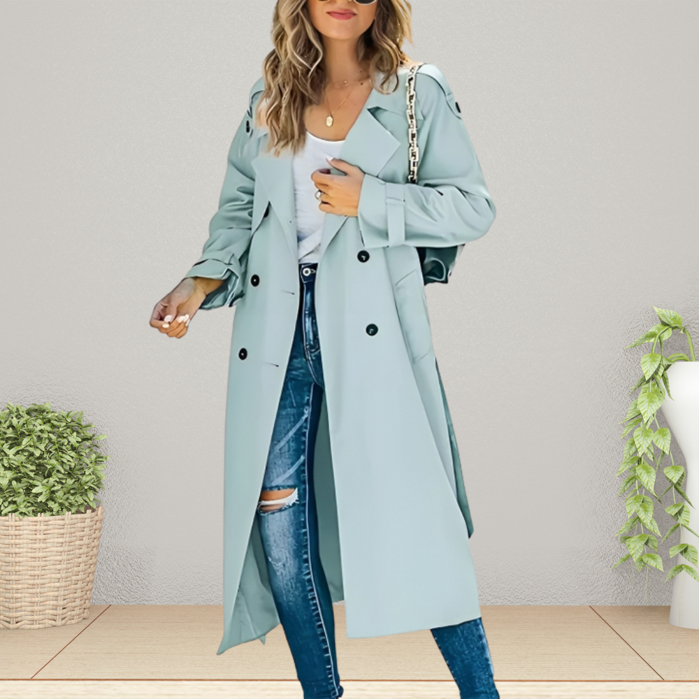 Charlie | Women’s Stylish Double-Breasted Long Trench Coat