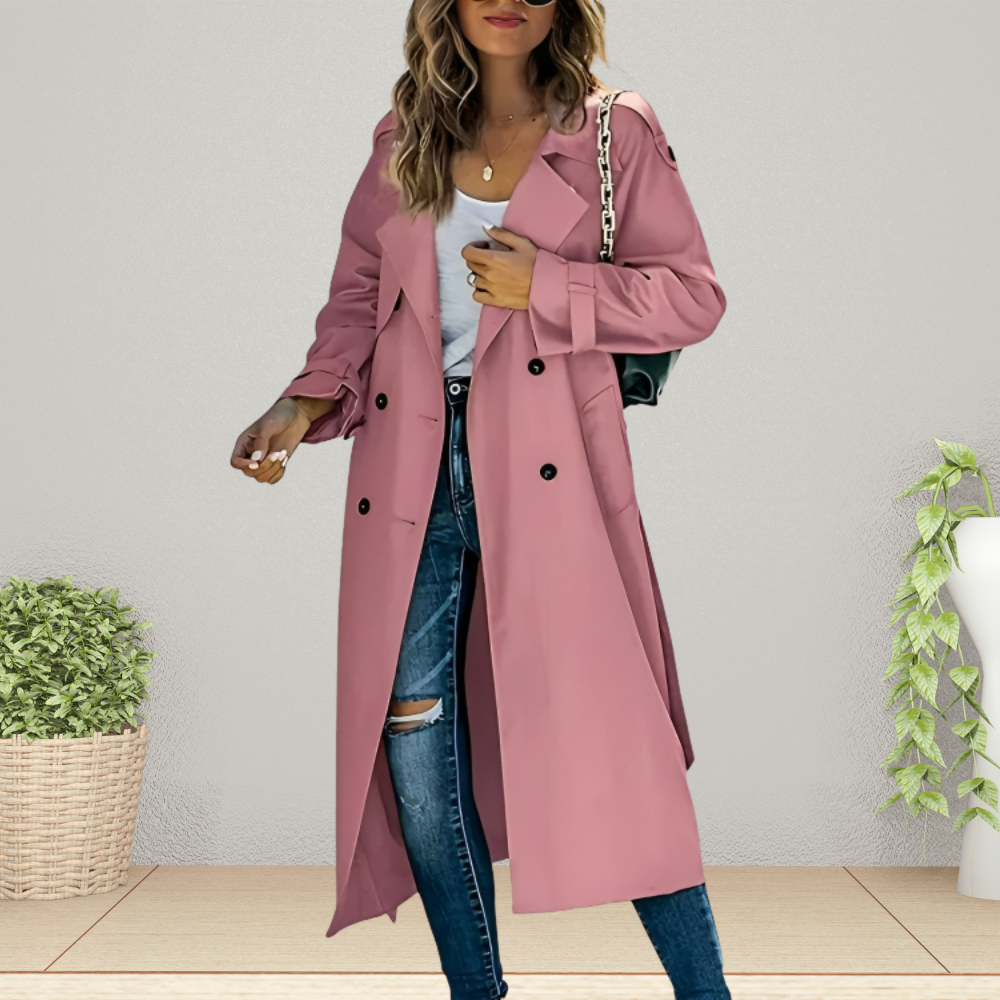 Charlie | Women’s Stylish Double-Breasted Long Trench Coat