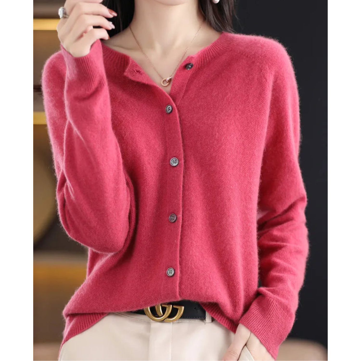 Isabella | Women’s Long Sleeve Classic Button Merino And Wool Sweaters