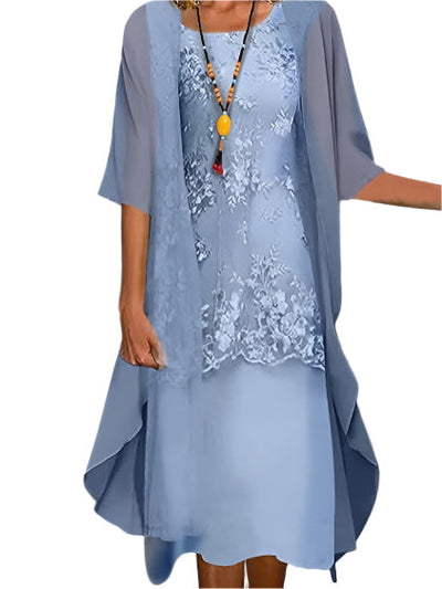 Ivy | Women Flowing Sheer Sleeve Midi Dress