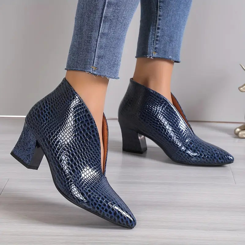 Natalie | Women's Stylish Reptile-Textured Ankle Boots