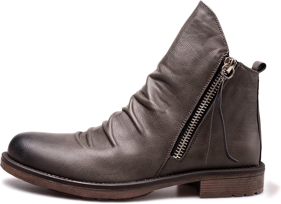 Adrian | Durable Leather Ankle Boots With Zipper For Men