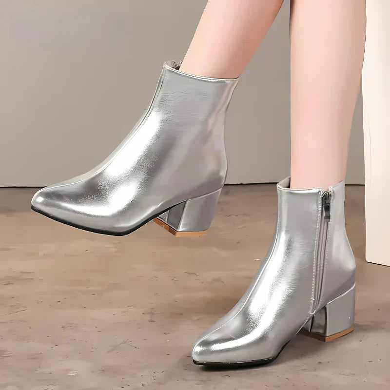 Madison | Women’s Metallic Winter Zip-Up Ankle Boots