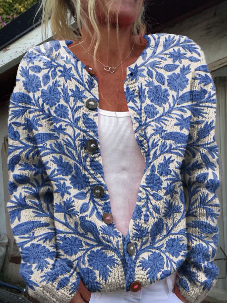 Sydney | Vintage-Inspired Floral Knit Cardigan for Women