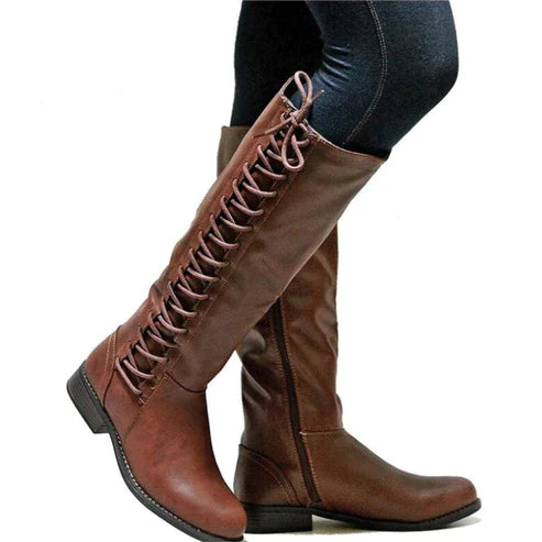 Michelle | Women’s Knee High Boots With Lace Up
