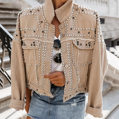 Rachel | Women’s Studded Short Cropped Casual Jacket