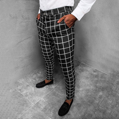 Daniel | Men's Tapered Grid Pattern Trousers