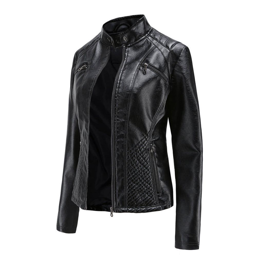 Heather | Women’s Classic Zip-up Biker Jacket