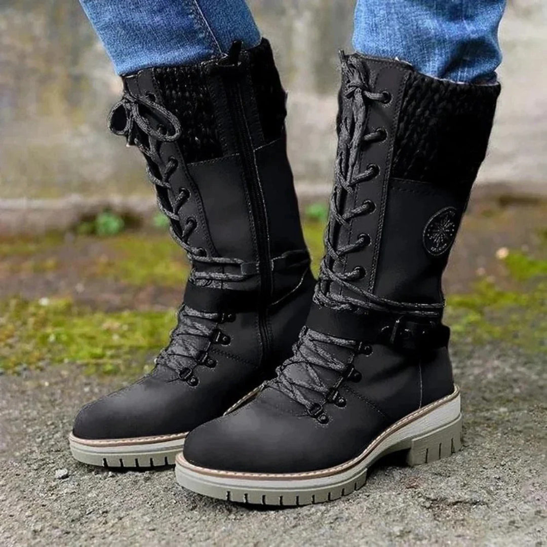 Brooklyn | Women’s Lace-Up Winter Boots with Knit Cuff
