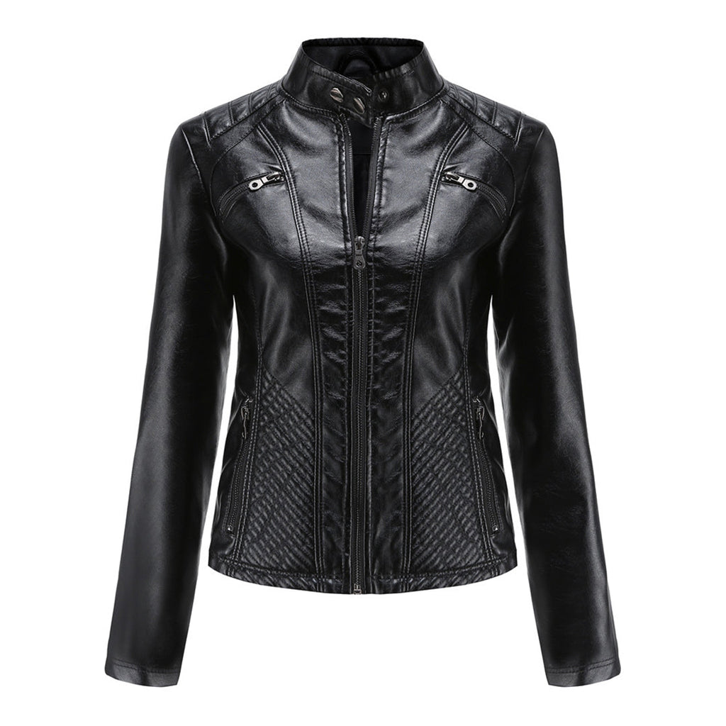 Heather | Women’s Classic Zip-up Biker Jacket