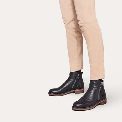 Adrian | Durable Leather Ankle Boots With Zipper For Men