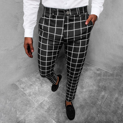 Daniel | Men's Tapered Grid Pattern Trousers