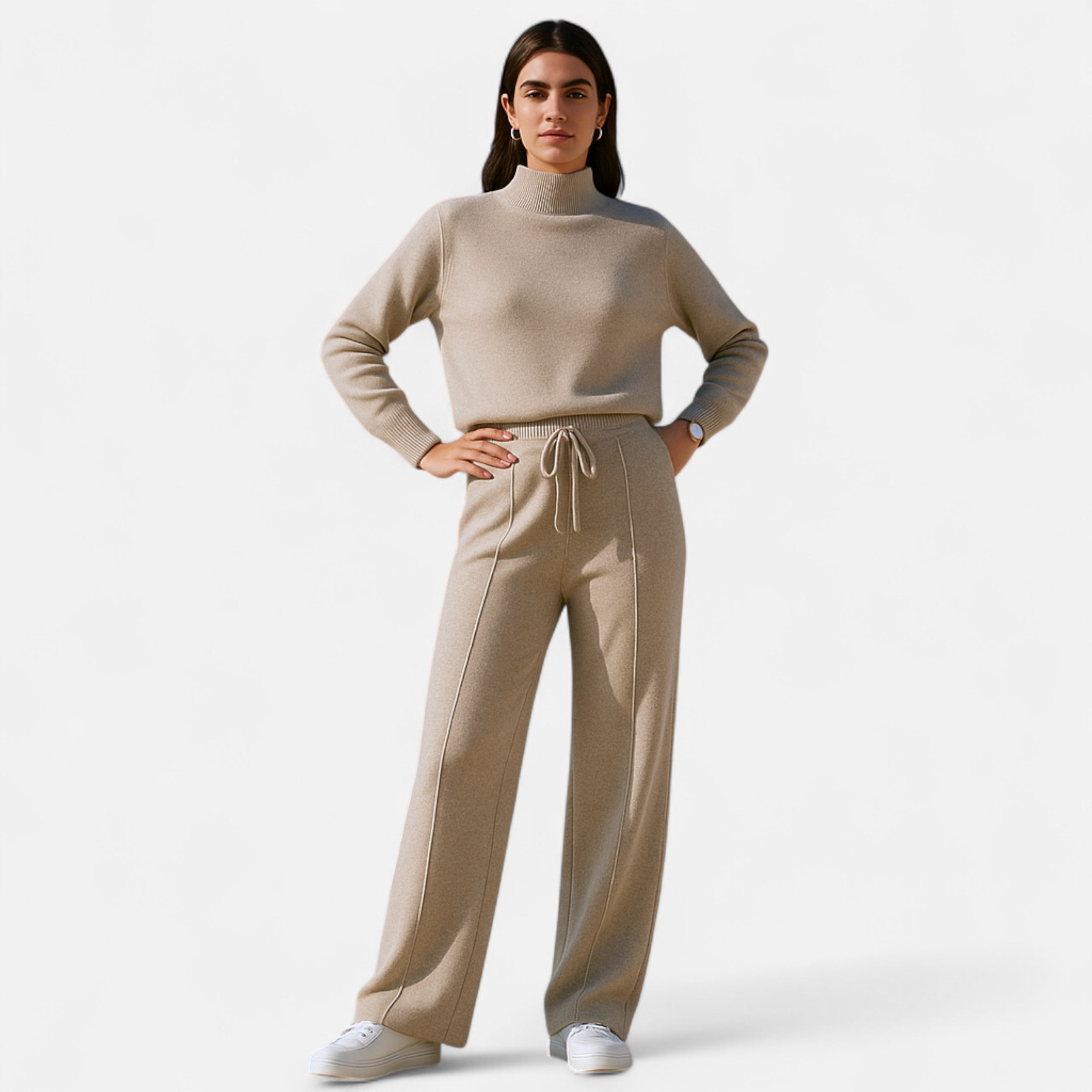 Isabel | Women’s Wide Leg Comfy Fit Classic Wool Trousers