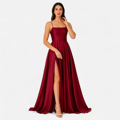 Gabrielle | Women’s Modern Fit Satin Slit  Maxi Dress