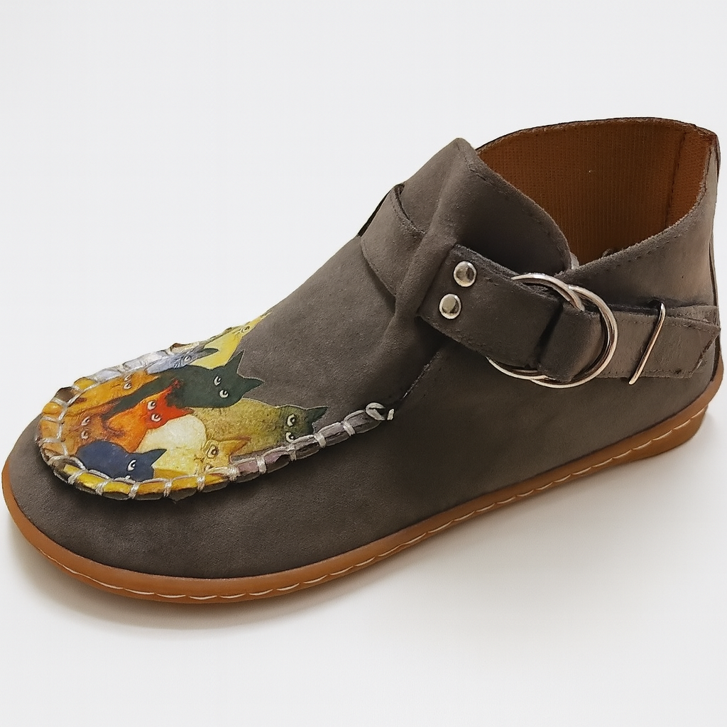 Claire | Women’s Artistic Cat Design Slip-On Shoes