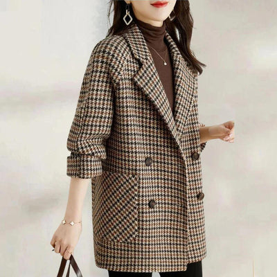 Mia | Women’s Vintage Checked Double-Breasted Coat