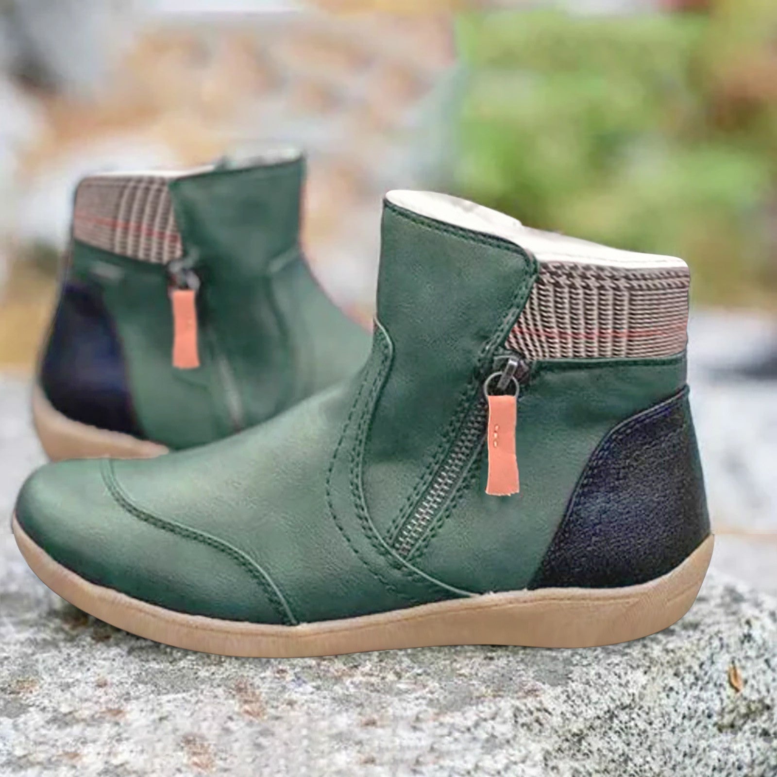 Penelope | Women’s Zip-Up Ankle Boots with Leather Finish