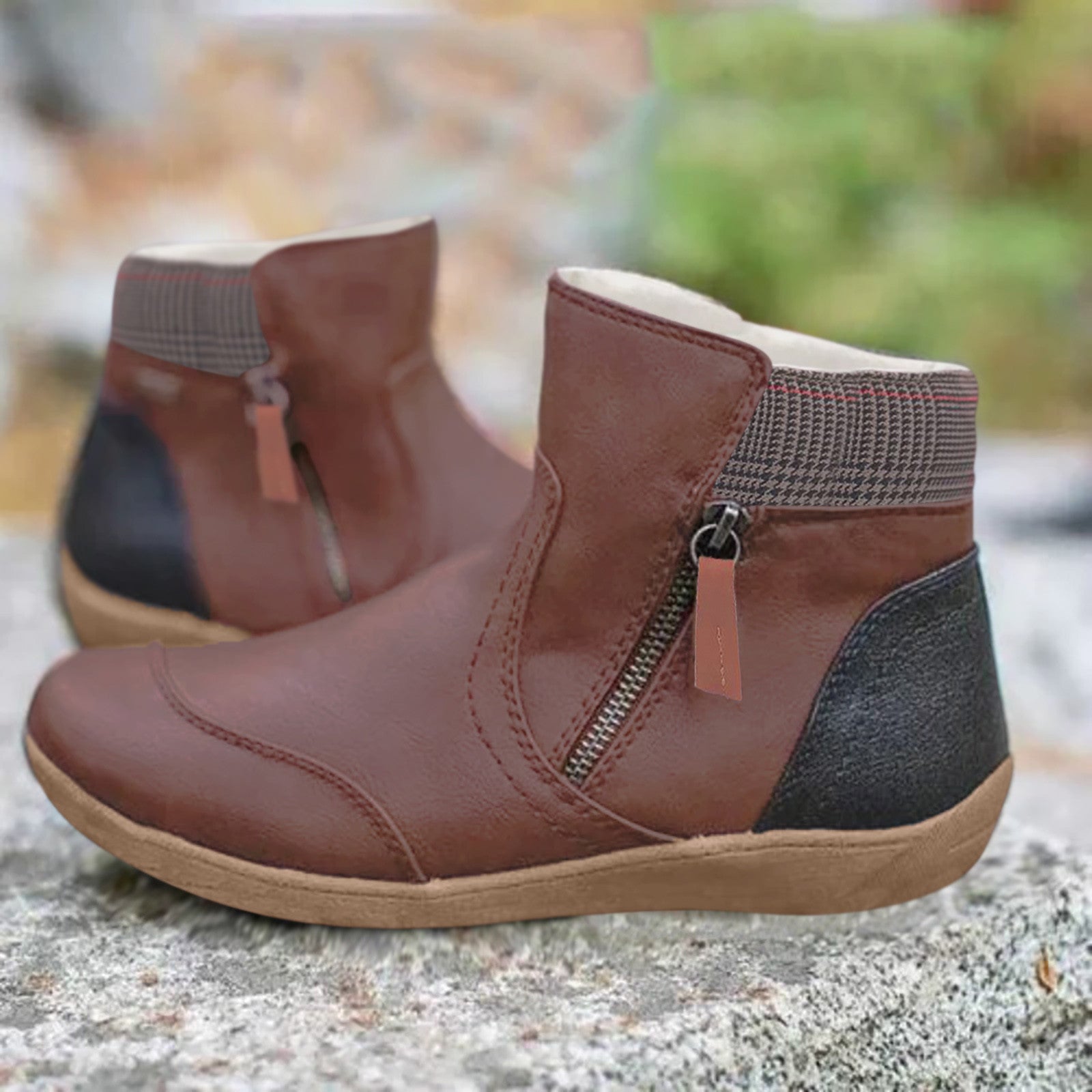 Penelope | Women’s Zip-Up Ankle Boots with Leather Finish