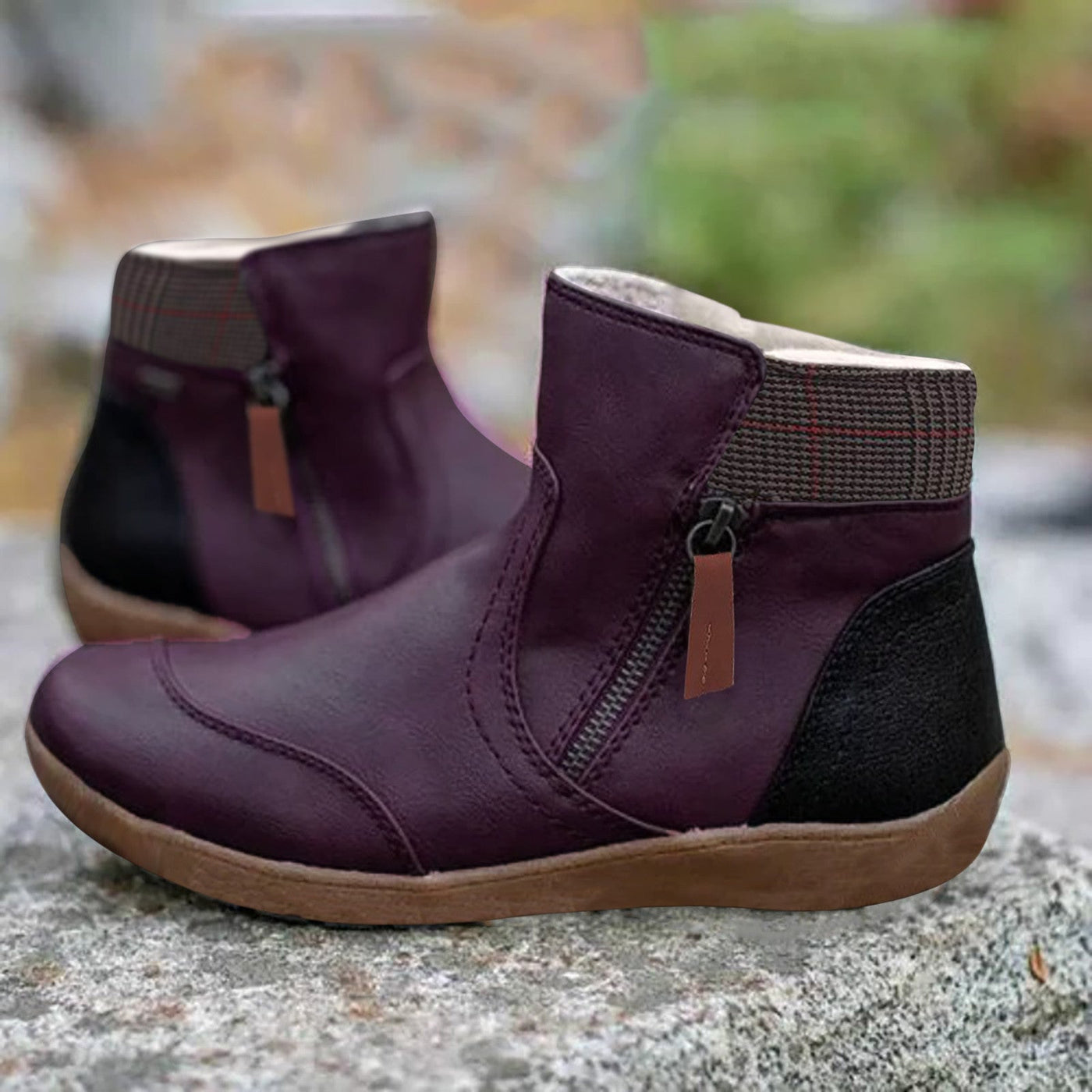Penelope | Women’s Zip-Up Ankle Boots with Leather Finish