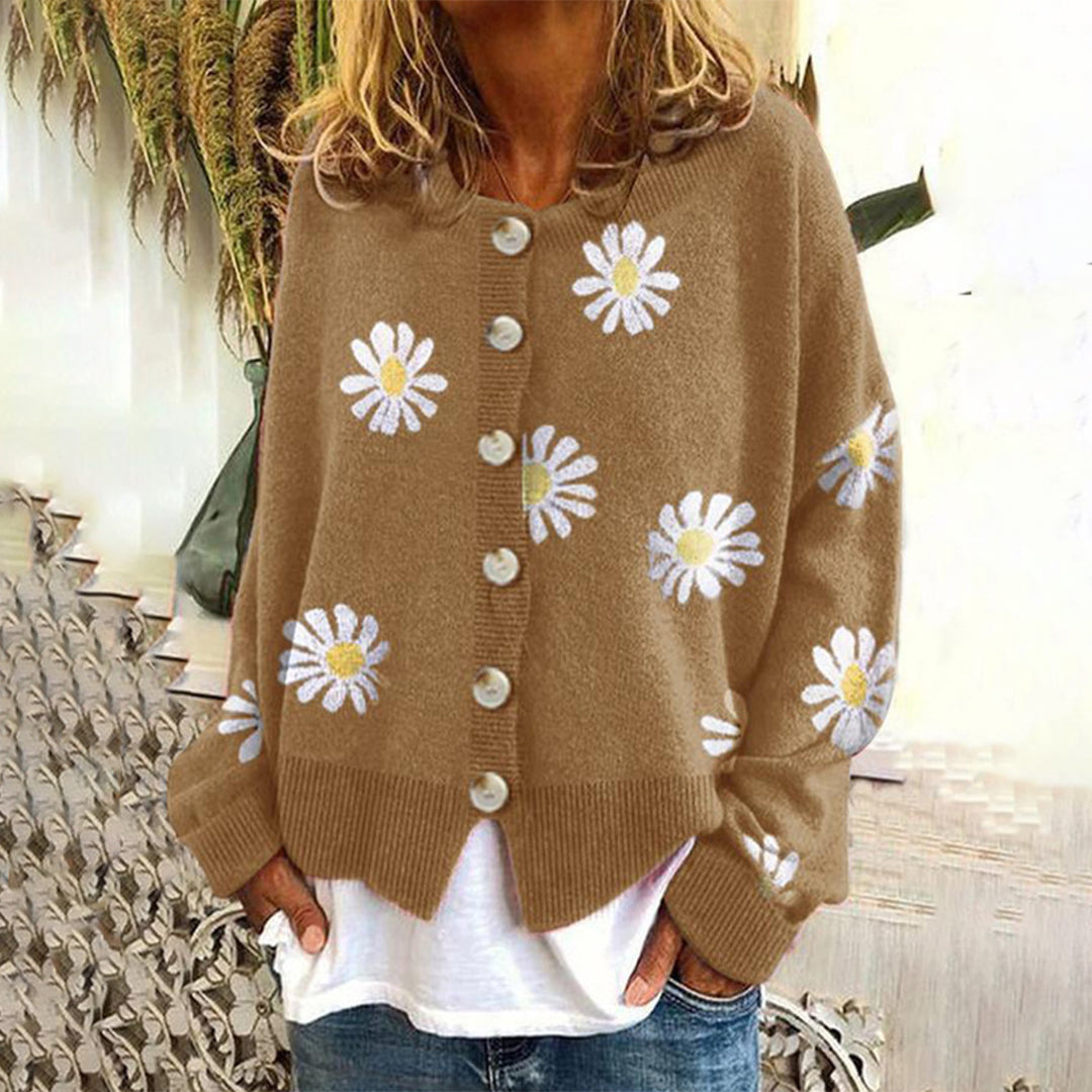 Margaret | Women’s Floral Button-Up Relaxed Fit Winter Cardigan