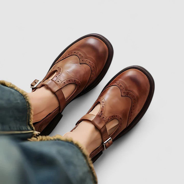 Emily | Classic Women’s Leather T-Strap Shoes