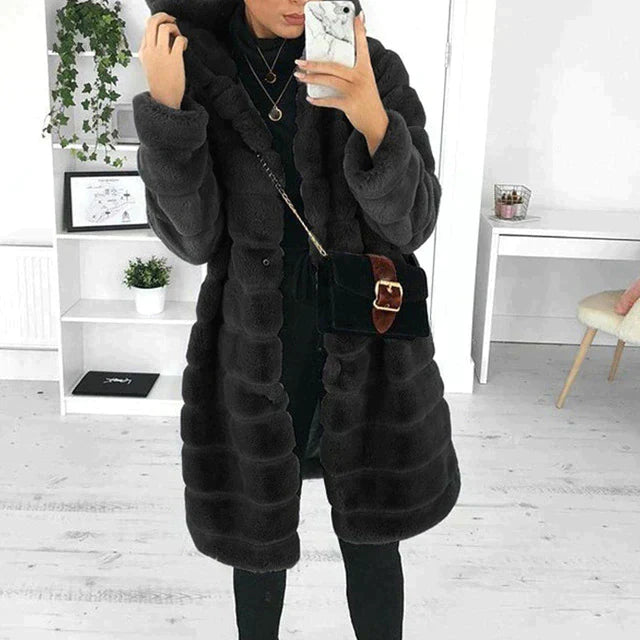 Alexa | Women’s Elegant Button-Down Faux Fur Coat