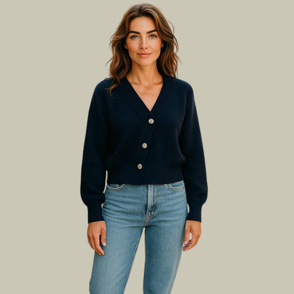 Harper | Women’s Cross Button V Neck Merino And Wool Sweaters