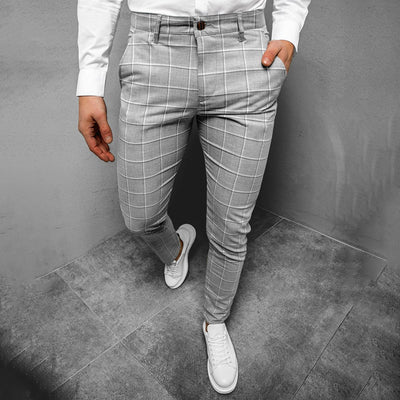 Daniel | Men's Tapered Grid Pattern Trousers