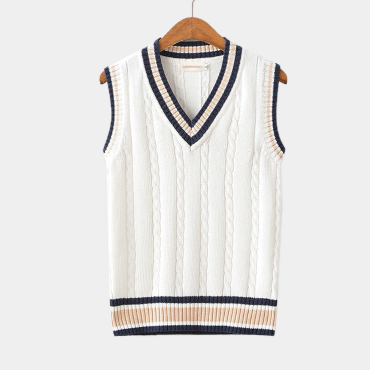 Charles | Men’s V-Neck Cable Knit Sleeveless Sweater Vest