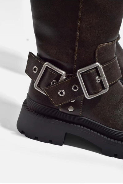 Violet | Women’s Mid Calf Buckle Strap Boots