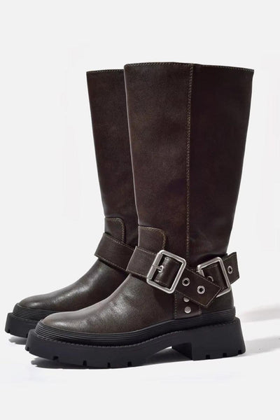 Violet | Women’s Mid Calf Buckle Strap Boots