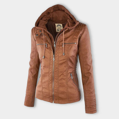 Julia | Women’s Hooded Zip-Up Casual Biker Jacket