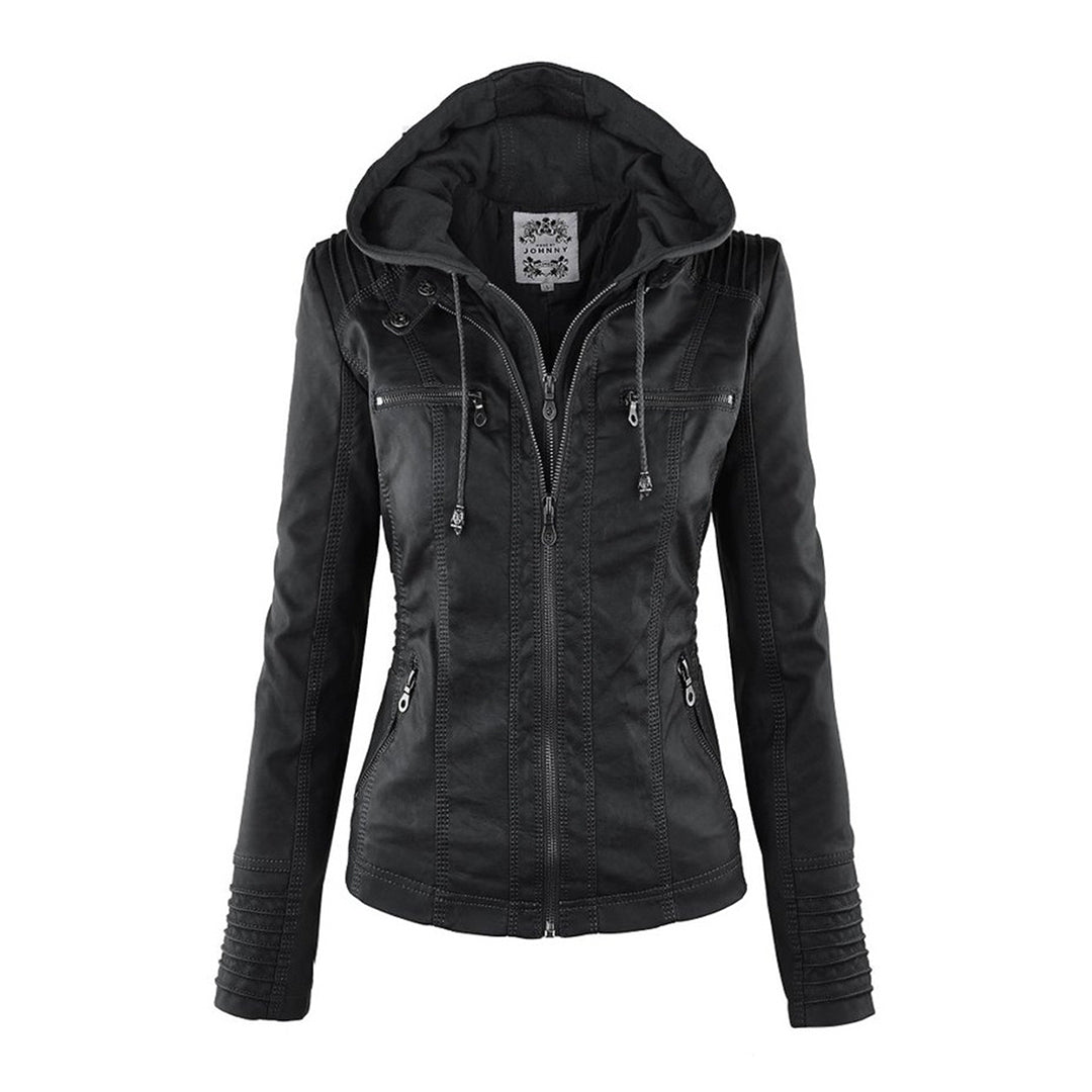 Julia | Women’s Hooded Zip-Up Casual Biker Jacket