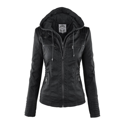 Julia | Women’s Hooded Zip-Up Casual Biker Jacket
