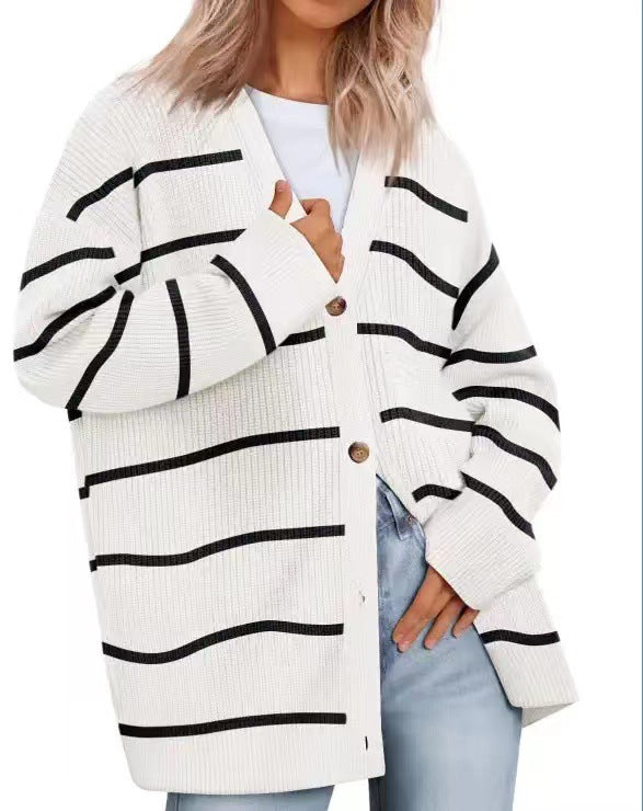 Audrey | Striped Button Down Cardigan for Women