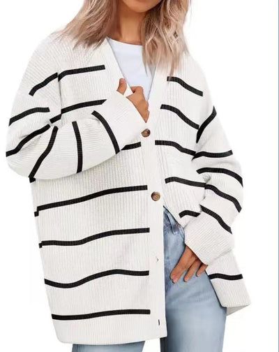 Audrey | Striped Button Down Cardigan for Women