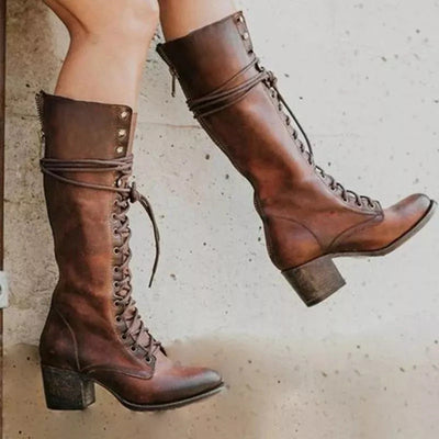 Beatrice | Women’s Vintage Lace-Up High Heel Boots