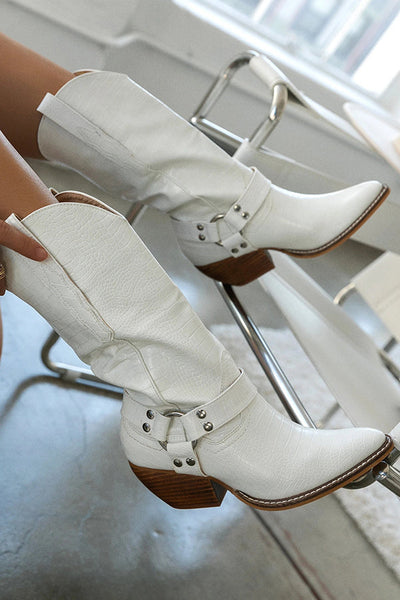 Clara | Women’s Trendy Western Boots with Belt Detail