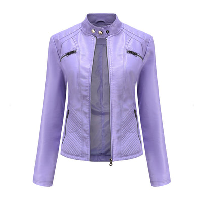 Heather | Women’s Classic Zip-up Biker Jacket
