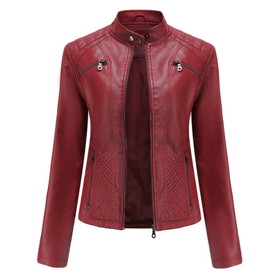 Heather | Women’s Classic Zip-up Biker Jacket
