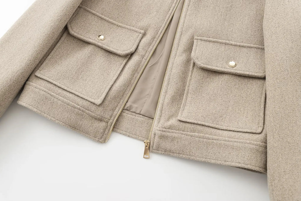 Emily | Women’s Zippered Wool Bomber Jacket